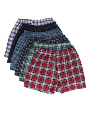 Fruit Of The Loom Tartan Boxers Assorted (6 Pack) - Red