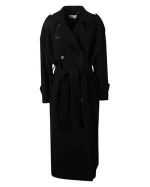 THE NINA STUDIO Double-Breasted Belted Coat With Structured Silhouette - Black
