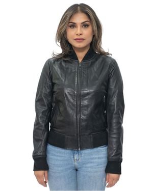 Infinity Leather Ma-1 Leather Bomber Jacket-Abbotsford - Black