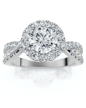 Pompeii3 1 Ct Halo Intertwined Ex3 Lab Grown Diamond Engagement Ring 14K - Metallic