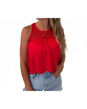 Bobi Mesh Sweetheart Tank Top - Red