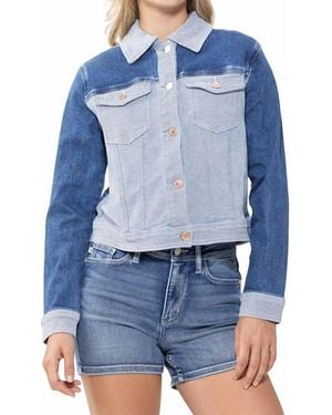 Judy Blue Color Block Demin Jacket - Blue