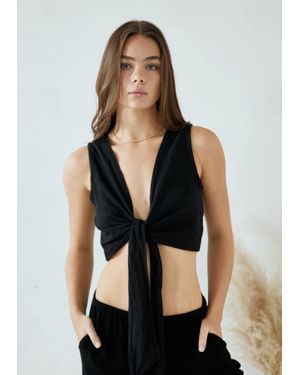 Blanco BY NATURE Lou Sleeveless Knot Front Crop Top - Black