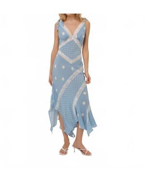 For Love & Lemons Stormie Dot Midi Dress - Blue