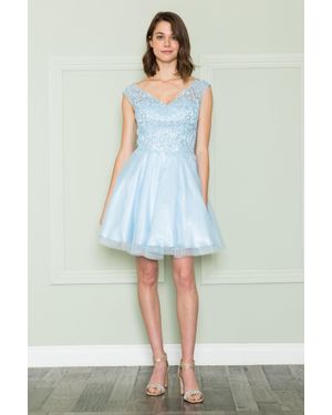 TRUEDAMES Mesh Bridesmaids Dress - White