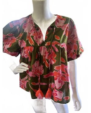 Thml Puff Sleeve Flower Top - Red