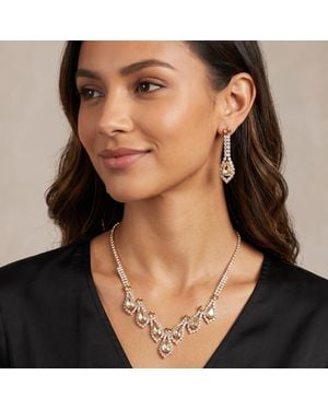 Fashnzfab Teardrop Stone Cluster Rhinestone Necklace - Multicolor