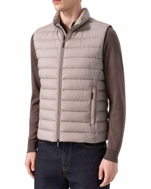 Moorer Stand Collar Down Vest - Brown