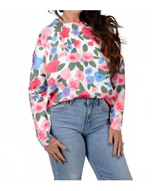Bibi Spring Awakening Floral Sweater - Blue