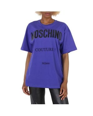 Moschino Logo-Printed Crewneck T-Shirt - Purple