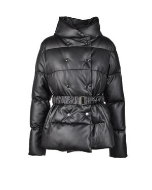 ANNIE PARIS Faux Leather Down Jacket - Black