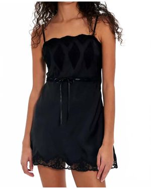 LoveShackFancy Sanna Lace Detailed Mini Slip Dress - Black