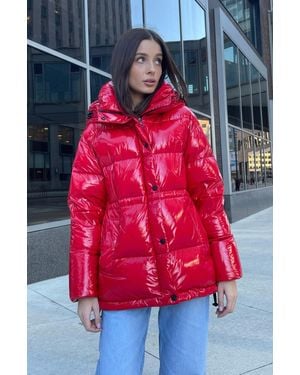 Alaska® Outerwear Gia Laque Premium Down Hooded Jacket - Red
