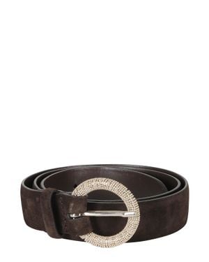 Orciani Dark Calf Leather Chain Buckle Belt - Gray