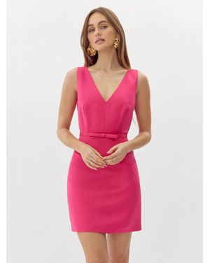Adelyn Rae Barbara Satin Flare Mini Dress - Pink