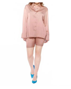 Circular Path Long Sleeve Over Sized Shirt - Pink