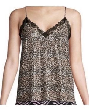 Olivia Rubin Floral Leopard Print Sequin Camisole Blouse - Black