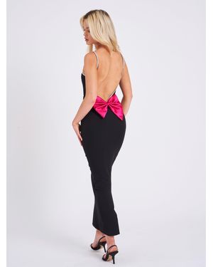 Miss Circle Flore Crystal Straps Backless Gown With Bow - Red