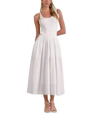 Elan Eyelet Mix Media Maxi Dress - White