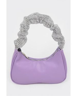 Fashnzfab Faux Leather Pleated Shoulder Strap Bag - Purple