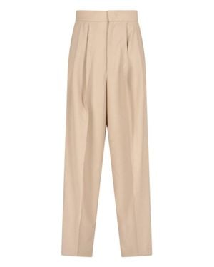 Sa Su Phi High-Waisted Wide-Leg Pants With Front Pleats - Natural