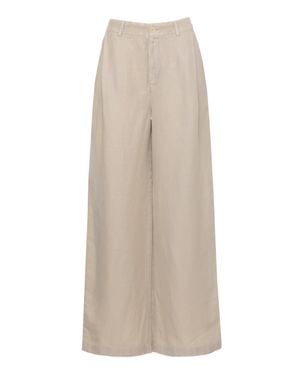 120% Lino Zip Fastening Linen Pants - Natural