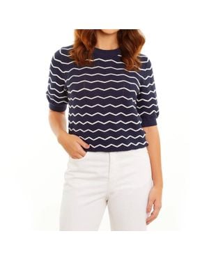 Isla Tilda Chevron Stitch Crew Tee - Blue