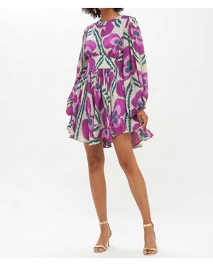 Oliphant Balloon Waisted Mini Dress - Purple