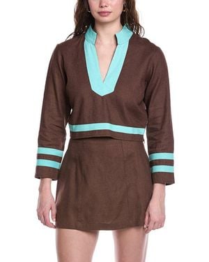 Sail To Sable The Tunic Linen-Blend Top - Brown