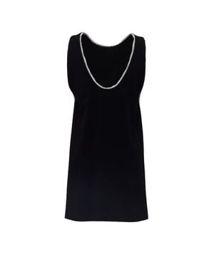 Sportmax Talco Jewel Trim Deep V-Back Viscose Mini Dress - Black