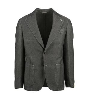 L.B.M. 1911 Linen Cotton Rounded Jacket - Black
