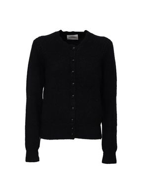 Isabel Marant Naia Round Neck Contrast Trim Alpaca-Blend Cardigan - Black