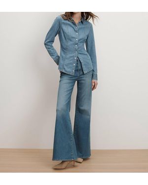 Veronica Beard Eddie Embellished Chambray Shirt - Blue