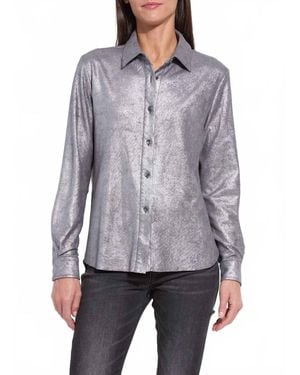 Lyssé Connie Patent Foil Vegan Suede Shacket - Gray
