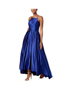 Betsy & Adam Satin High-Low Evening Dress - Blue