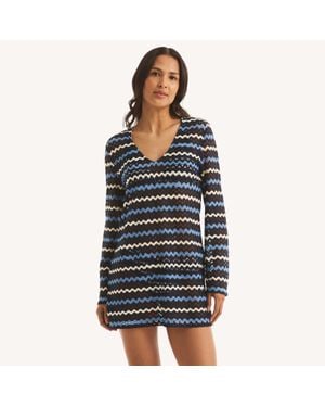 Nautica Crochet Tunic Cover Up Dress - Red