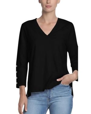 Hinson Wu Christy 3/4 Sleeve Tailored Knit Tee - Black