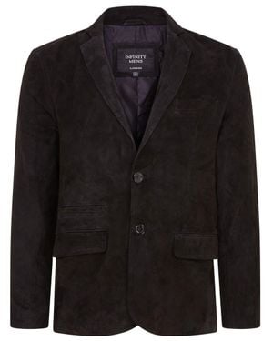 Infinity Leather Slim Goat Suede Italian Blazer Jacket-Somero - Black