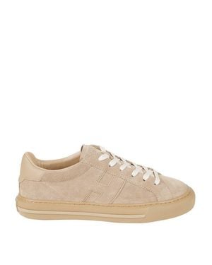 Hogan Low-Top Suede Sneakers With Textured Sole - Natural