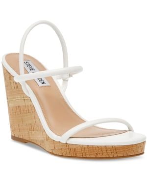 Steve Madden Leather Almond Toe Platform Sandals - White