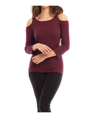 French Kyss Leah Open Shoulder Top - Red