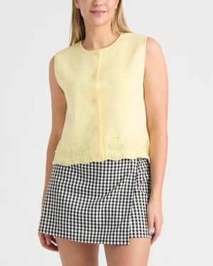 Ellen Tracy Sweater Knit Vest With Pearl Detailing - Blue