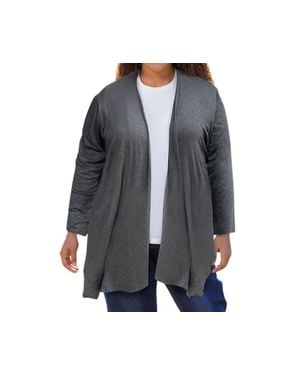 On The Plus Side Long Sleeve Draped Cardigan - Black
