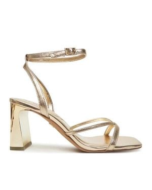 ALDO Stellare Dress Sandals Ankle Strap Block Heel Zap1652 - Metallic