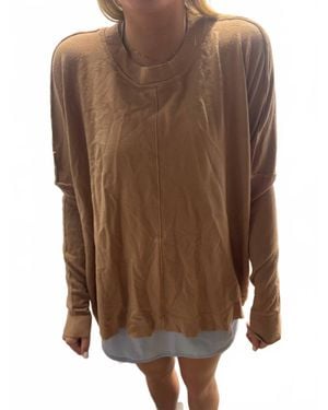 Karlie Solid Novelty Cashmere Blend Crew Sweater - Brown