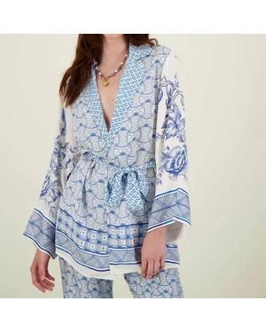 ME 369 Lucia Kimono Belted Jacket - Blue