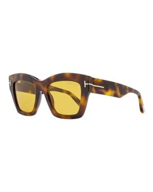 Tom Ford Sunglasses Square Full Rim, Blonde Havana Frame And Lens Ft119153E - Brown