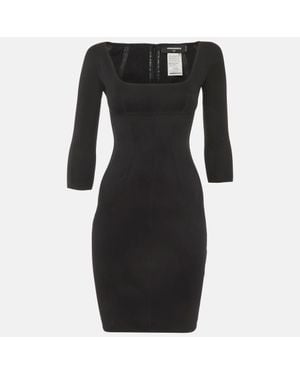 DSquared² Cotton Knit Scoop Neck Mini Dress - Black