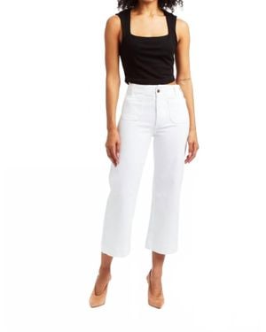 Tractr Patch Pocket Wide Leg Pant - White