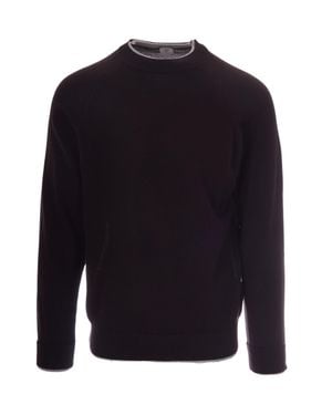 Eleventy Burgundy Wool Sweater With Contrasting Double-Layered Details - Blue